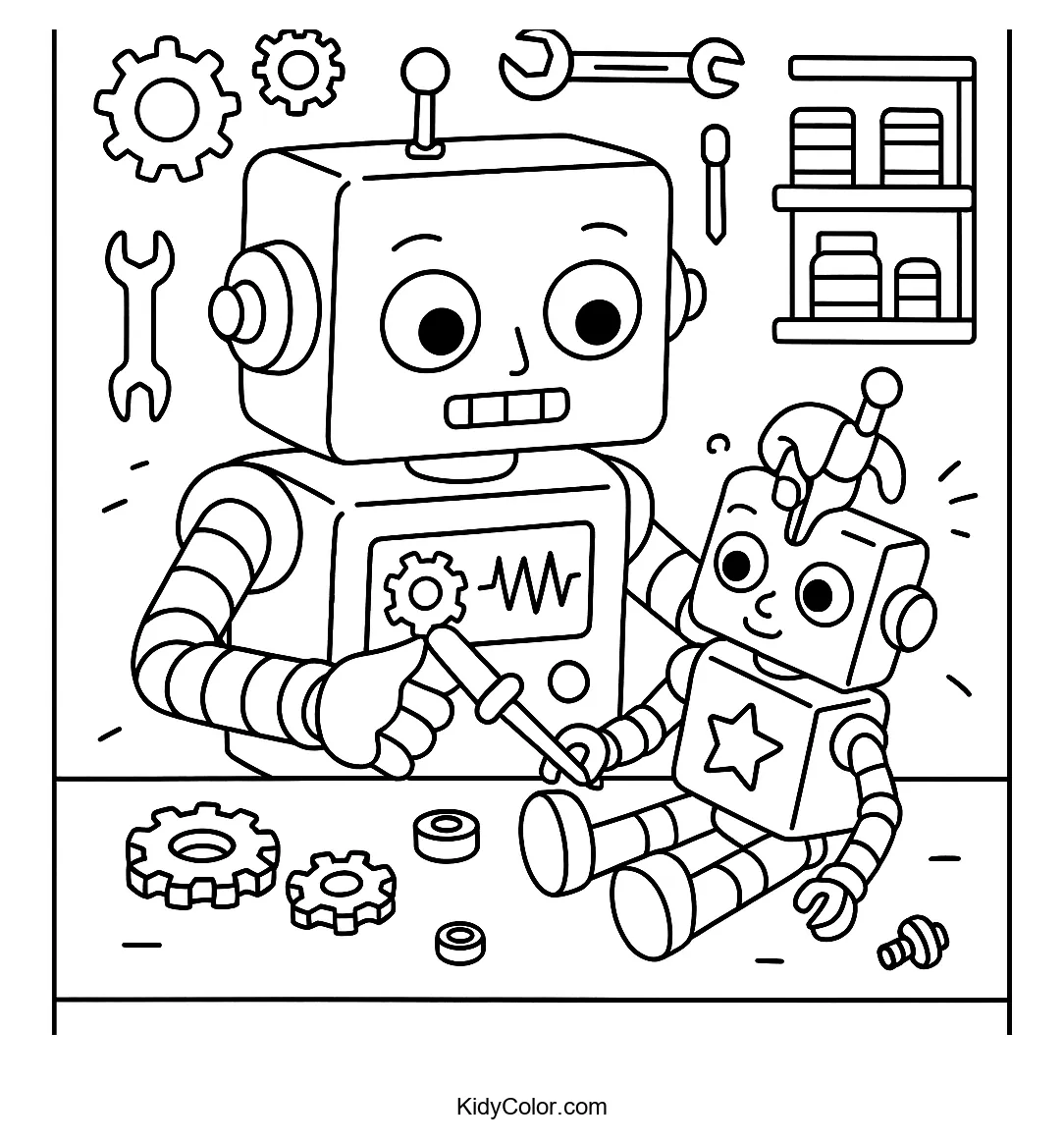 Robot assembling toys in a workshop