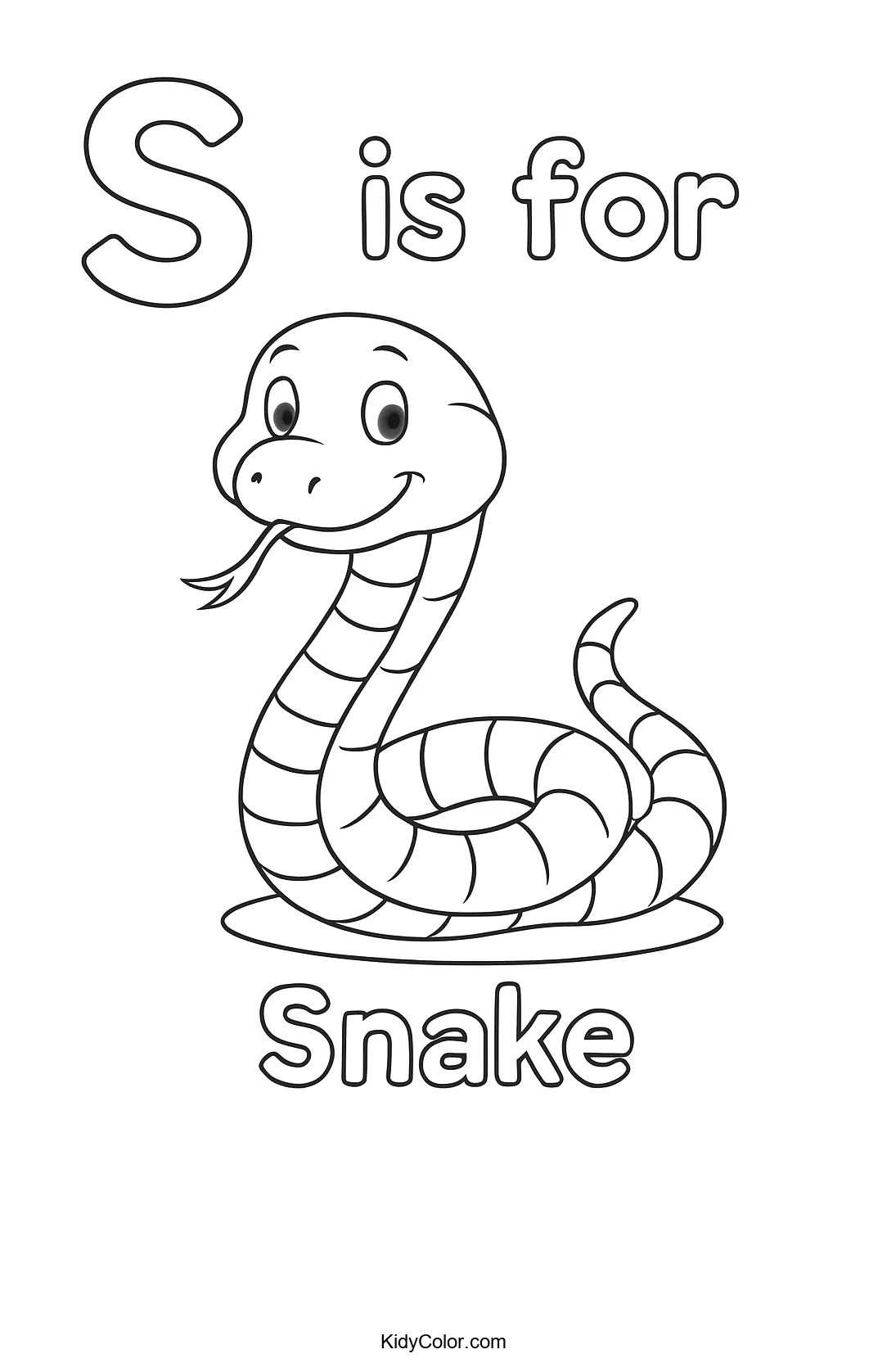 Letter S for Snake coloring page