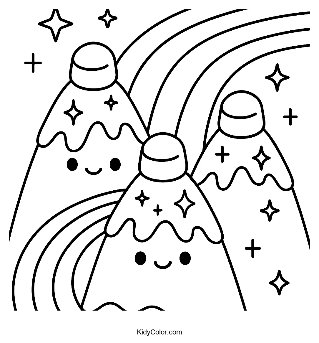 Ice cream mountains with marshmallow peaks