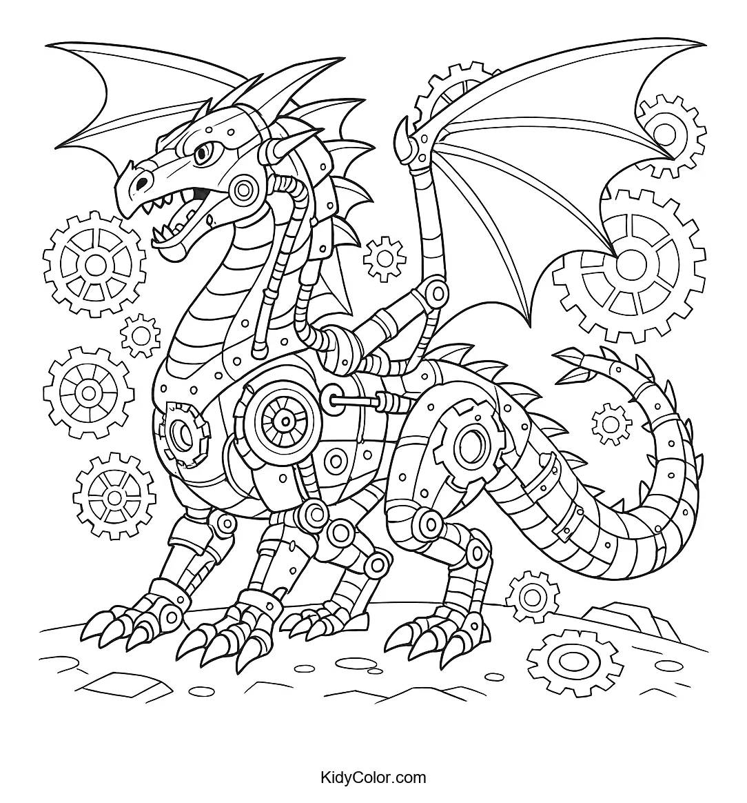 Steampunk dragon with gears