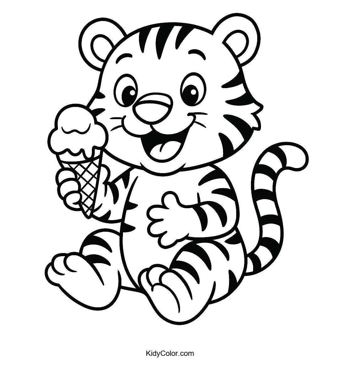 Tiger eating ice cream