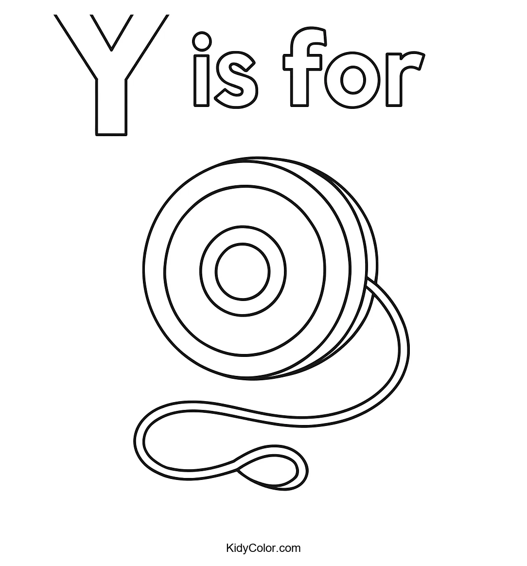 Y is for yo-yo coloring page.
