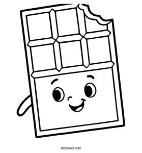 Fun Cartoon Chocolate Bar Coloring Page for Kids