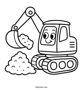 A Cartoon Digger Scooping Up Dirt