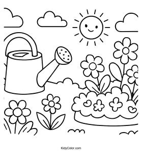 Fun Cartoon Garden with Watering Can for Kids