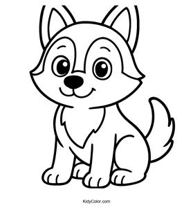 A Cartoon Husky Dog With Bright Eyes