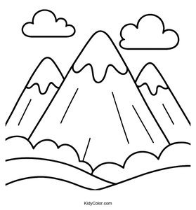 Cartoon Mountain Range Coloring Page for Kids