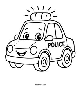 A Cartoon Police Car With Flashing Lights