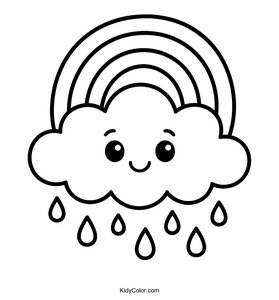 Cartoon Rain Cloud Coloring Page for Kids