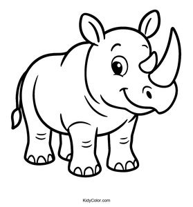A Cartoon Rhinoceros With A Big Horn