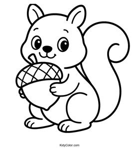 A Cartoon Squirrel Holding An Acorn