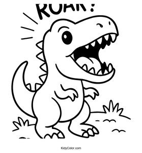Fun T-Rex Coloring Page for Kids – Tiny Arms, Big Roar