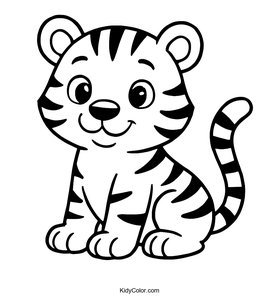 A Cartoon Tiger Cub With Stripes