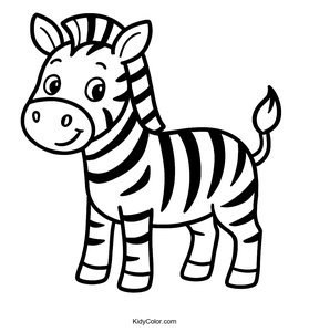 A Cartoon Zebra With Bold Stripes