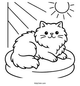 A Fluffy Persian Cat Lounging In A Sunbeam On A Soft Cushion