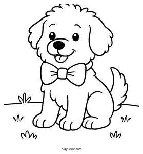 A Fluffy Puppy Wearing A Colorful Bowtie Sitting Proudly On