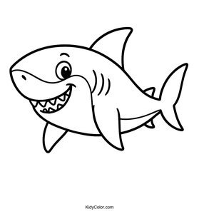 Friendly Cartoon Great White Shark Coloring Page