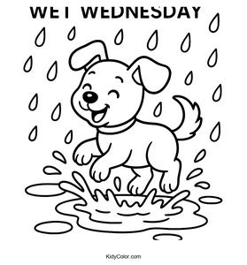Playful Puppy Splashing in Puddles on Wet Wednesday