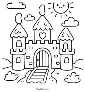 Candy Castle with Jellybean Turrets Coloring Page