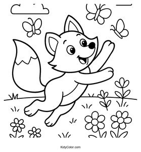 Playful Fox Chasing Butterflies In A Meadow