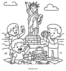Color the Statue of Liberty Picnic Fun